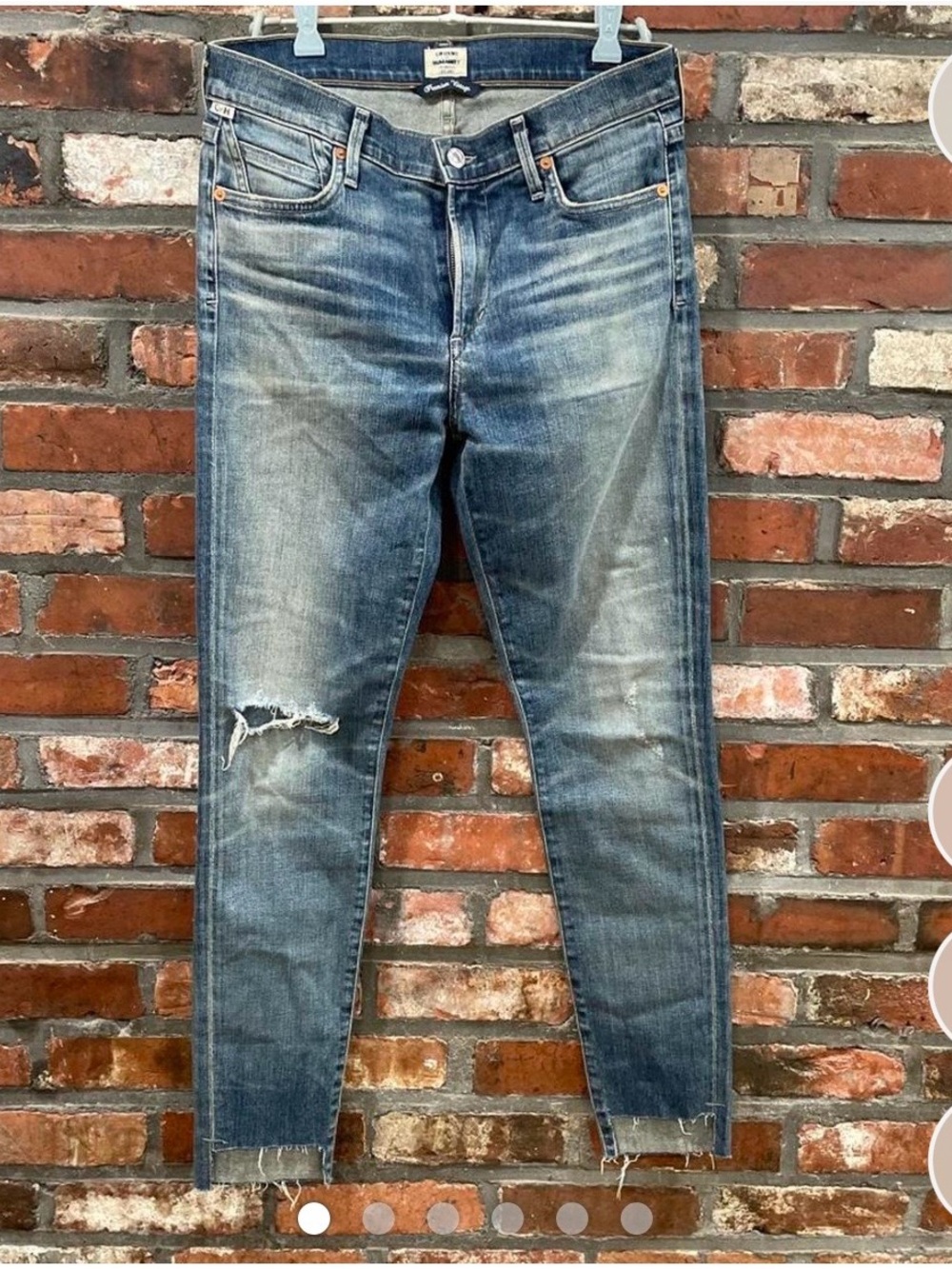 Citizens Of Humanity Faded Blue Skinny Jeans with Knee Rip
